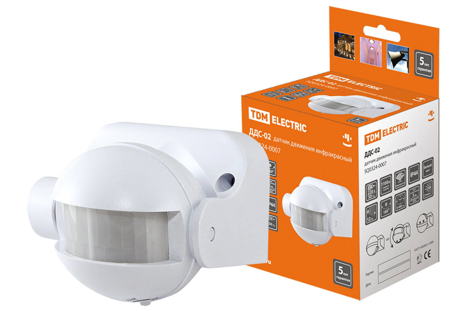 ДДС-02 1100Вт, 5-480с, 12м, 5+Лк, 180гр, IP44, TDM ДДС-02 1100Вт, 5-480с, 12м, 5+Лк, 180гр, IP44, TDM